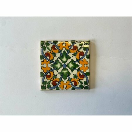 TALAVERA 4 x 4 in. Mexican Decorative Tiles, L122, 4PK L122 4X4